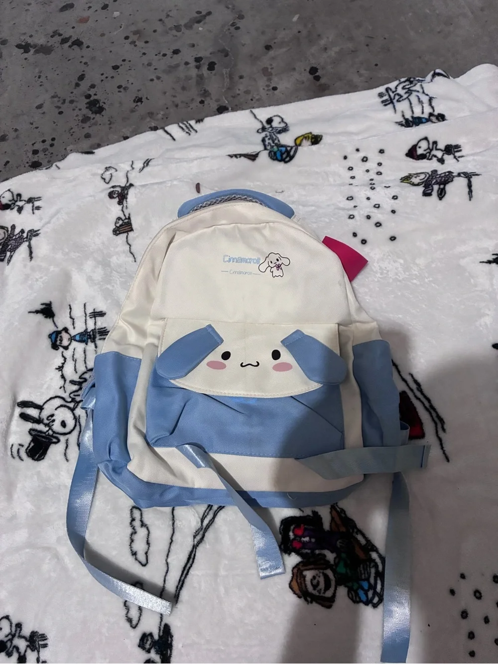 Cute Blue & White Kids Backpack with Cartoon Face - Cinnamoroll hello kitty